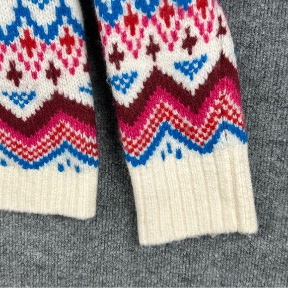 LOFT Fair Isle Pink Blue Mock Neck Sweater M - Picture 6 of 9